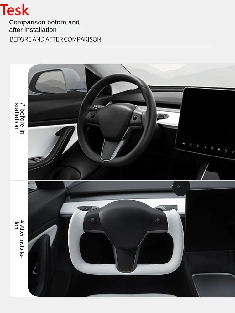 2019-2023 Tesla Model 3/Y Yoke steering wheel modified carbon fiber with heated Napa leather steering wheel - ShokoAuto