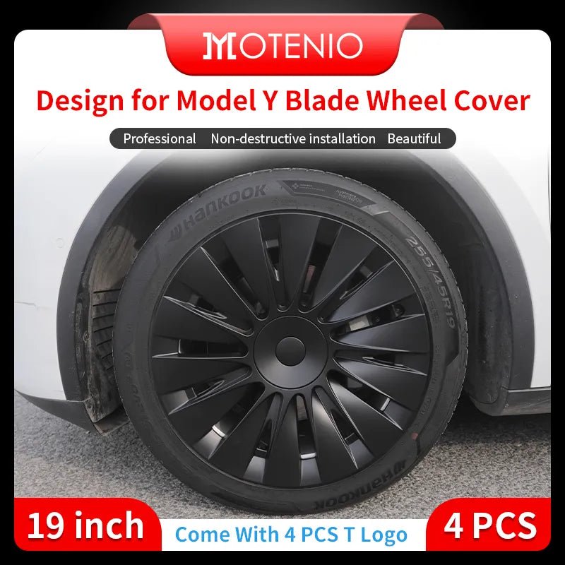 4PCS for TESLA Model Y Vehicle Full Coverage Blade Wheel Cover Cap 19 Inches Hubcaps Automobile Replacement Accessories 2023 - ShokoAuto