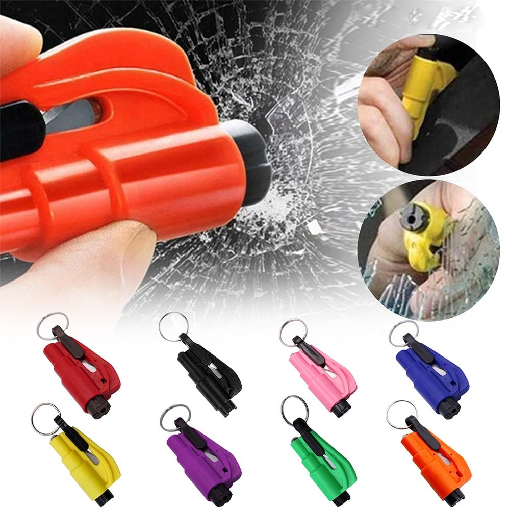 Car Safety Hammer Auto Emergency Glass Window Breaker Seat Belt Cutter Life-Saving Car Emergency Escape Hammer Survival Whistle - ShokoAuto